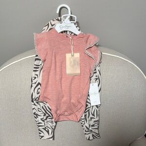 Pink Baby Onesie with Animal Print Pants